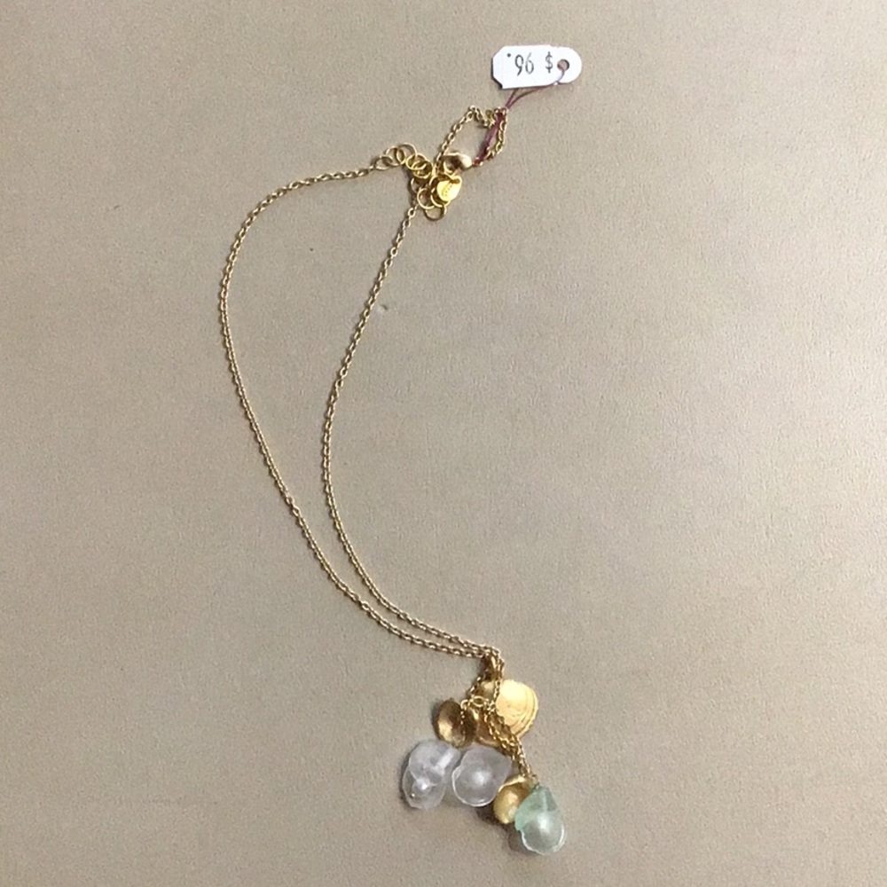 Delicate Gold Necklace with Multi Gemstone Drops